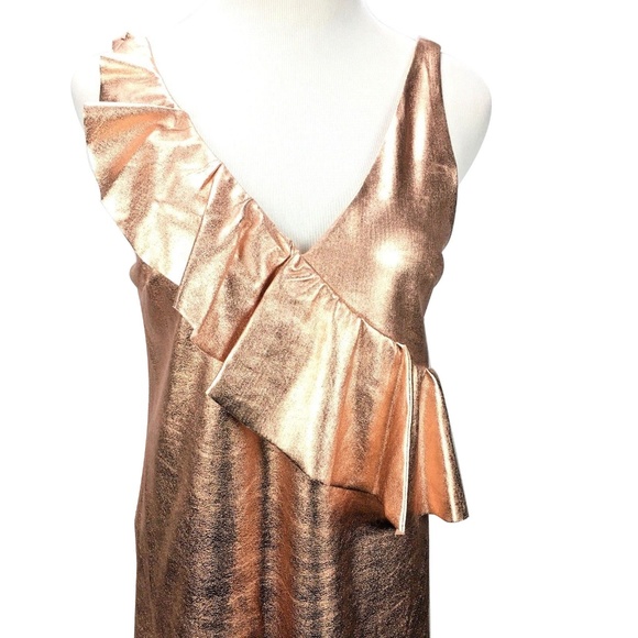 Zara ROSEGOLD METALLIC RUFFLE DRESS - Picture 3 of 8
